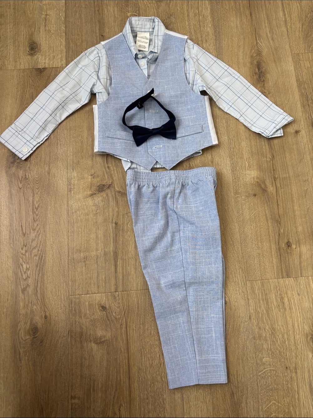 Van Heusen Light Blue Vest & Pants Set with Navy Bow Tie formal wear